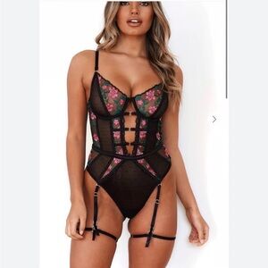 Floral Black Lace Bodysuit